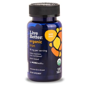 Live Better Organic Iron, 18mg, 120 CT