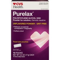 CVS Health Purelax Polyethylene Glycol 3350 Powder Travel Size, 10 CT