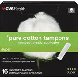 CVS Health Pure Cotton Tampons, Super, 16 CT, thumbnail image 1 of 1