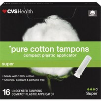 CVS Health Pure Cotton Tampons, Super, 16 CT