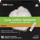 CVS Health Pure Cotton Tampons Regular, 16 CT, thumbnail image 1 of 1