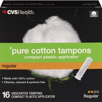 CVS Health Pure Cotton Tampons Regular, 16 CT