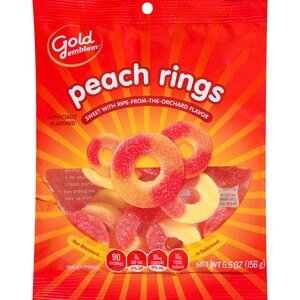 Gold Emblem Peach Rings Candy, 5.5 OZ