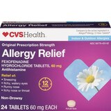 CVS Health Original Prescription Strength Allergy Relief Fexofenadine Hydrochloride Tablets, 24 CT, thumbnail image 1 of 1