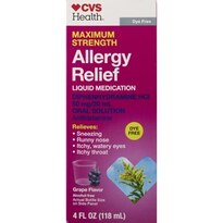 CVS Health Adult's Maximum Strength Allergy Diphenhydramine Oral Solution, Grape, 4 OZ