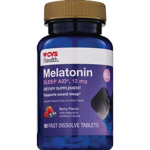 CVS Health Melatonin Sleep Aid Tablets Berry, 12 mg, 90 CT