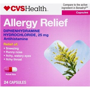 CVS Health Allergy Relief Diphenhydramine HCl Capsules, 24 CT