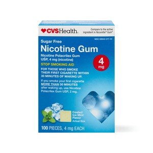CVS Health Nicotine Polacrilex Chewing Gum 4mg White Ice Mint, 100CT