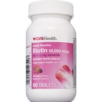 CVS Health Quick Dissolve Biotin Tablets with 25mg Keratin 10,000mcg, 60CT