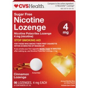 CVS Health Nicotine Polacrilex Lozenge 4mg Cinnamon, 96CT