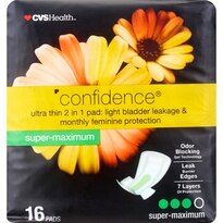 CVS Health Confidence Ultra Thin 2 in 1 Pads Dual Super/ Maximum, 16CT