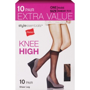 Style Essentials by Hanes Knee High Sheer Toe, 10 Pairs