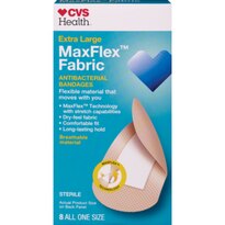 CVS Health Extra Large MaxFlex Fabric Antibacterial Bandages, 8CT