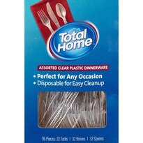 Total Home Assorted Clear Plastic Dinnerware, 96CT