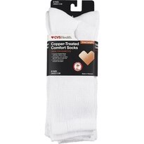 CVS Health Copper-Infused Crew Comfort Socks Unisex, 3 Pairs, L/XL