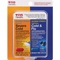 CVS Health Max Strength Severe Cold & Flu, Day & Night Combo Pack, 20CT Day, 10CT Night