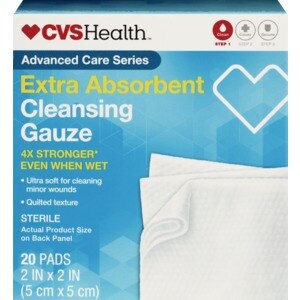 CVS Health Cleaning Gauze Pads, 2 in. x 2 in., 20 CT