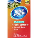 Total Home Dryer Sheets & Fabric Softener, Summit Fresh Scent, 180 CT, thumbnail image 1 of 1