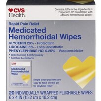 CVS Medicated Hemorrhoidal Wipes With LIDOCAINE Indiv Wrapd