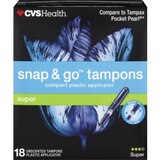 CVS Health Snap & Go Tampons, Super, 18 CT, thumbnail image 1 of 1