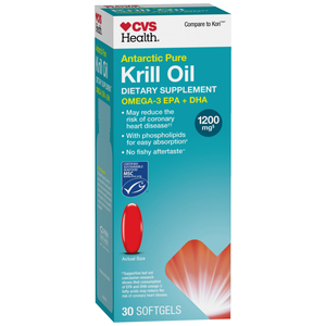 CVS Health Pure Antarctic Krill Oil, 1200mg, 30 CT