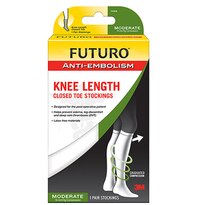 FUTURO Anti-Embolism Stockings, Knee Length, Closed Toe, White