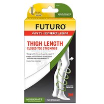 FUTURO Anti-Embolism Stockings, Thigh Length, Closed Toe, Medium, Regular, White