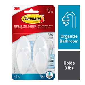 Command Damage-Free Bathroom Hooks, 2 CT