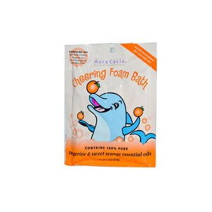 Aura Cacia Aromatherapy Foam Bath Packets for Kids Cheering Tangerine/Sweet Orange 2.5 OZ, 6CT