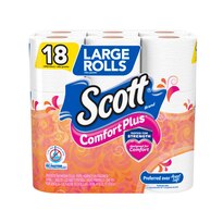 Scott ComfortPlus Toilet Paper, Double Roll, 18 Rolls, Bath Tissue