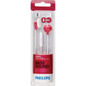 Philips In-Ear Earbud Headphones with Mic, Pink