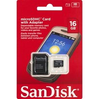 SanDisk 16GB MicroSDHC Memory Card With Adapter