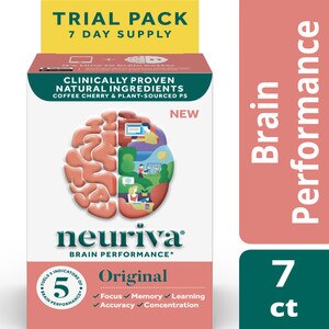 NEURIVA Original Brain Performance, Brain Support Supplement With Clinically Proven Natural Ingredients, 7 CT