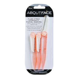 About Face Fuzz-Free Compact Folding Facial Razor, 3CT