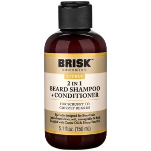 Brisk Grooming 2in1 Beard Shampoo + Conditioner, Citrus, 5.1 OZ