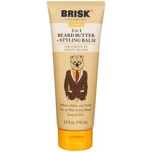 Brisk Grooming 2in1 Beard Butter + Styling Balm, Citrus, 4 OZ