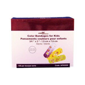 AMD Ritmed Kid's Adhesive Bandages 3/4 in. x 3 in. Assorted Colors, 100CT