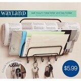 Wayland Square Wall Mount Metal Letter & Key Holder, thumbnail image 1 of 1