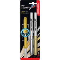 BiC Intensity Permanent Markers Fine Pt Metallic Gold&Silver