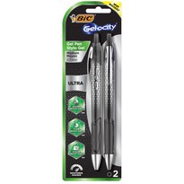 BIC Gel-ocity Ultra Retractable Gel Pens, Black, 2 CT