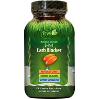 Irwin Naturals Maximum Strength 3-in-1 Carb Blocker plus BioPerine Softgels, 75CT