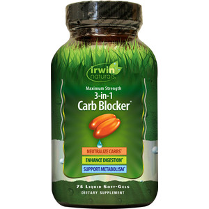 Irwin Naturals Maximum Strength 3-in-1 Carb Blocker plus BioPerine Softgels, 75CT