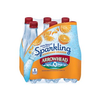 Arrowhead Sparkling Mountain Spring Water Plastic Bottle Mandarin Orange, 16.9 OZ, 6CT