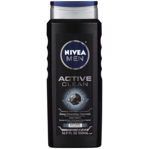 Nivea Men Body Wash Active Clean w/NaturalCharcoal DeepClean