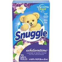 Snuggle Exhilarations Fabric Softener Sheets, Lavender & Vanilla Orchid, 70 CT