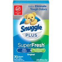 Snuggle Plus SuperFresh Fabric Softener Dryer Sheets with Static Control and Odor Eliminating Technology, Original, 70 CT