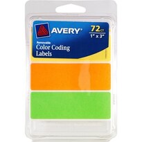 Avery Neon Removeable Color Coding Labels, 1"x 3"