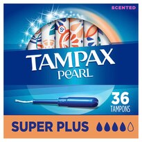 Tampax Pearl Tampons Super Plus Absorbency with LeakGuard Braid, Scented, 36 Count