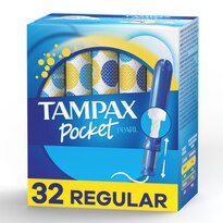 Tampax Pocket Pearl Tampons Regular Absorbency with LeakGuard Braid, Unscented