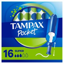 Tampax Pocket Pearl Tampons Super Absorbency with LeakGuard Braid, Unscented, 16 Count